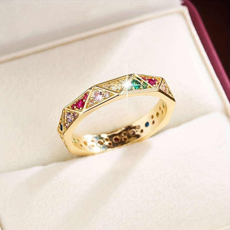 Stylish Triangle Women's Ring w/ Zirconia